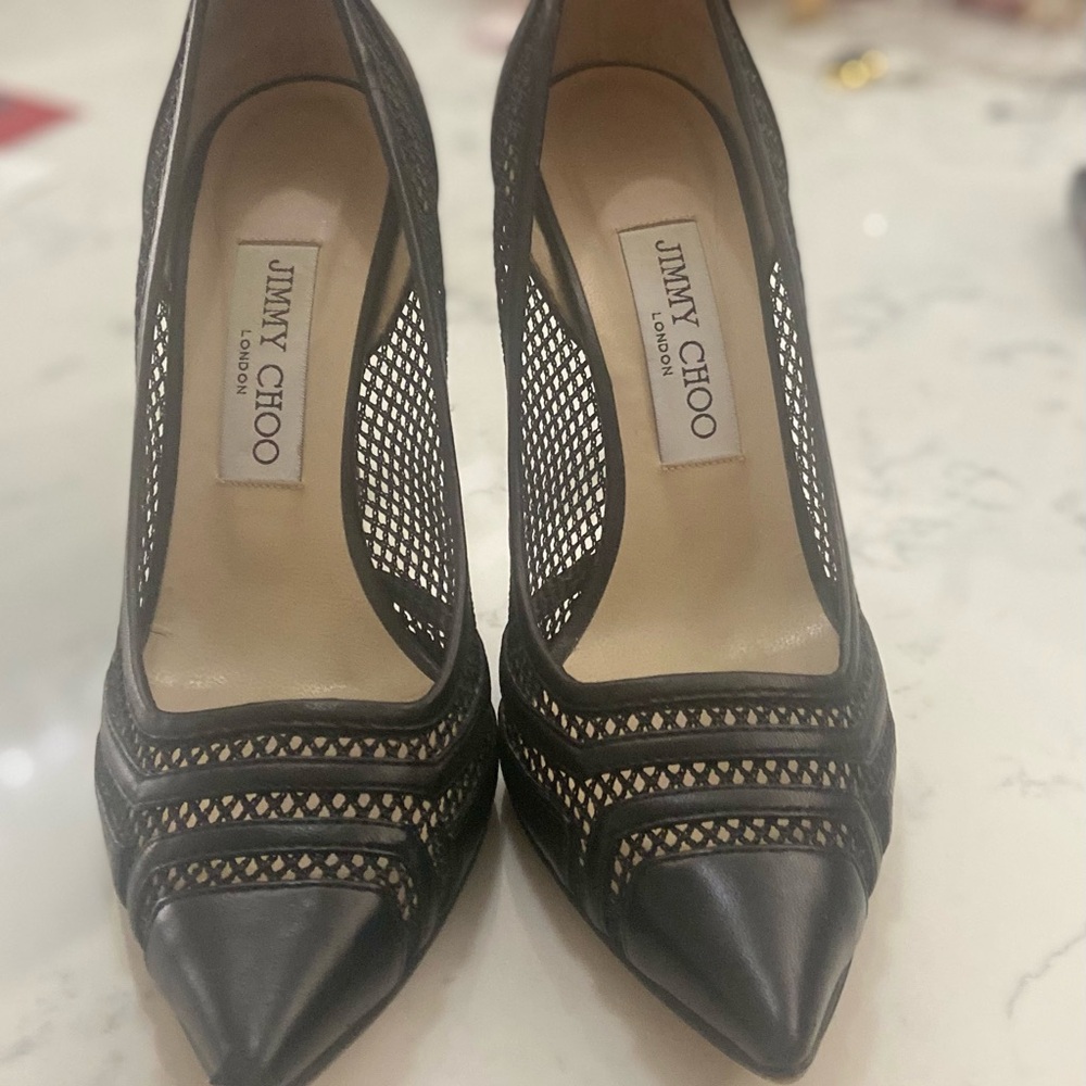 Jimmy Choo Black Mesh Heels